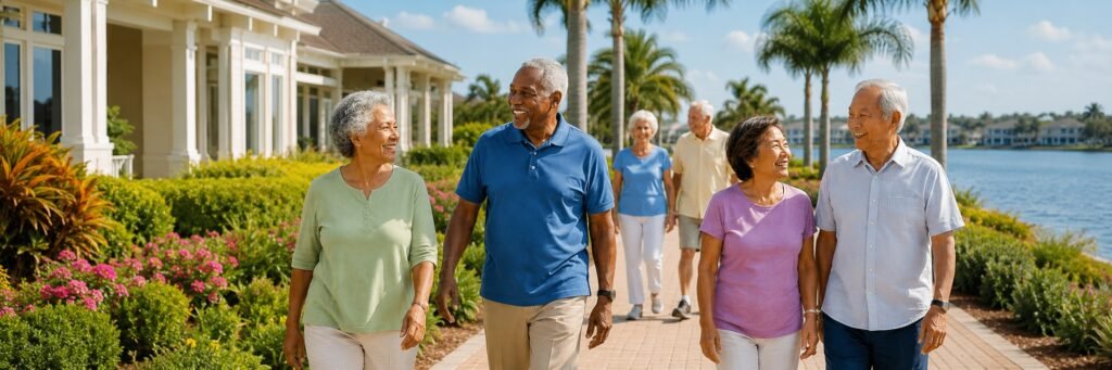 Active retirees exploring a Northeast Florida community